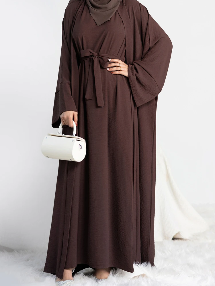2 Piece Abaya Kimono Matching Muslim Set Ramadan Abayas for Women Dubai Turkey Inner Hijab Dress African Islam Clothing Jilbab
