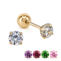 minimalist crystal pierced stud earring 925 sterling silver ear needle earring for women 4 prong cartilage piercing jewelry