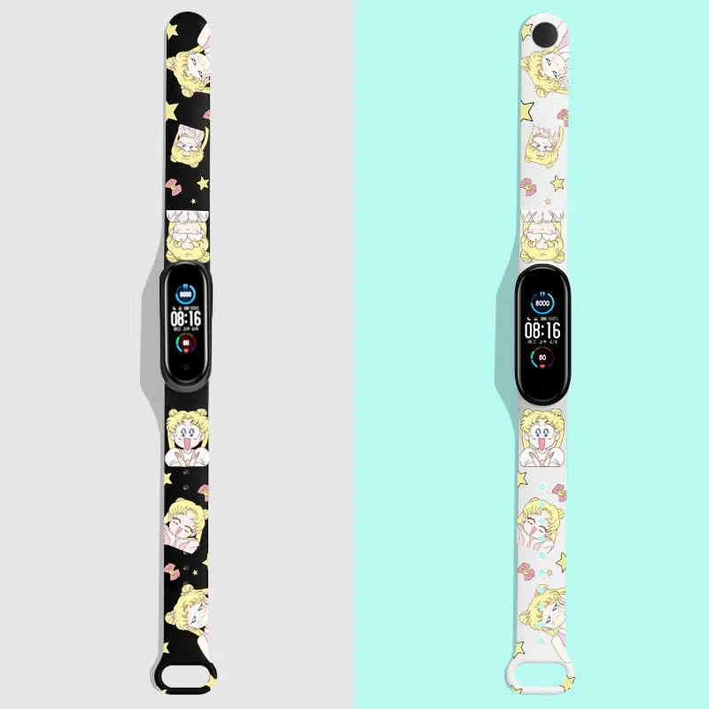 Sailor Moon Anime Strap Mi Band 4 3 5 6 Cartoon Figures Model Peripherals Toys Fashion Adult Replacement Strap Sports Bracelet