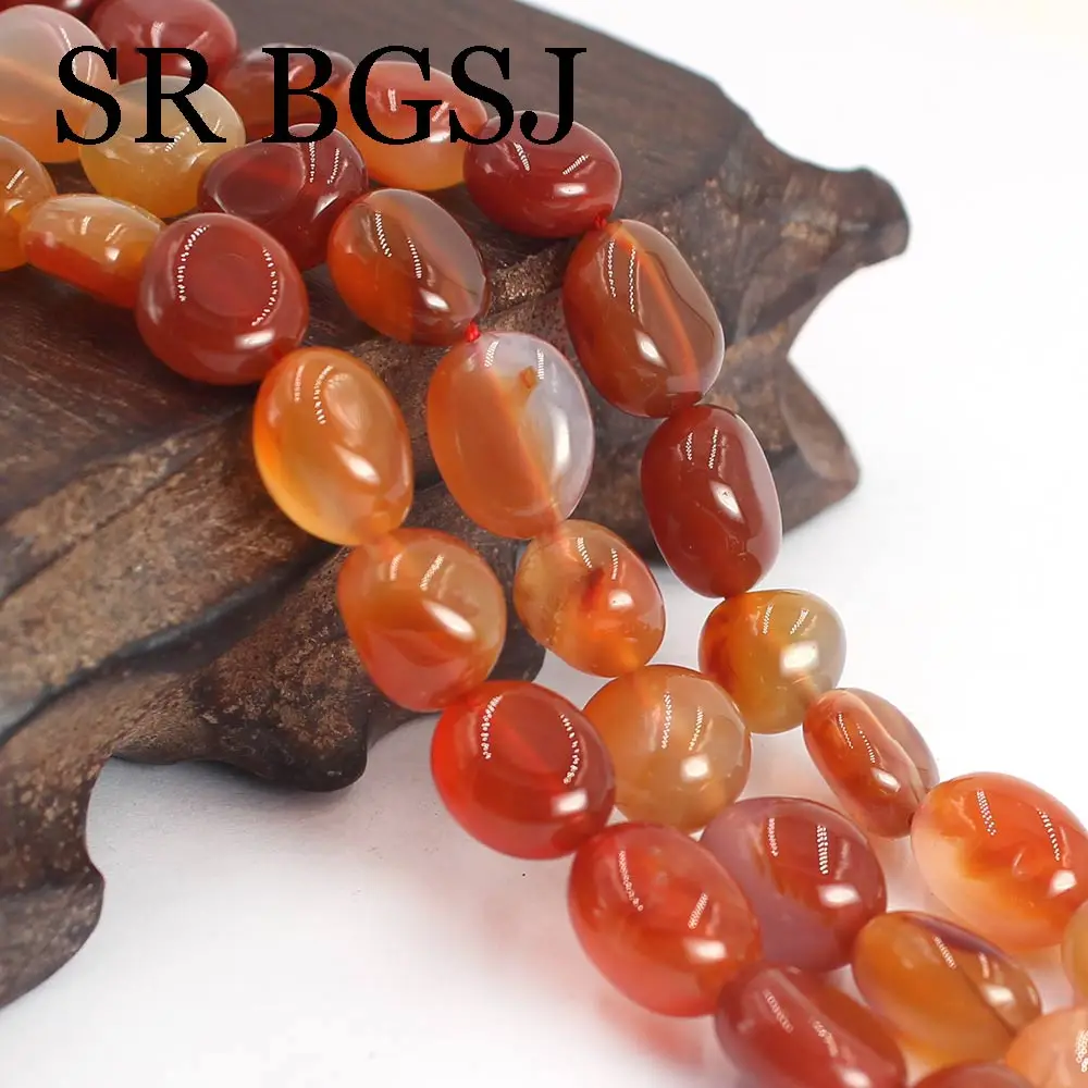 

9-10mm Irregular Nugget Button Red Carnelian Agat Genuine Gems Natural Stone DIY Beaded Beads Strand 15inch