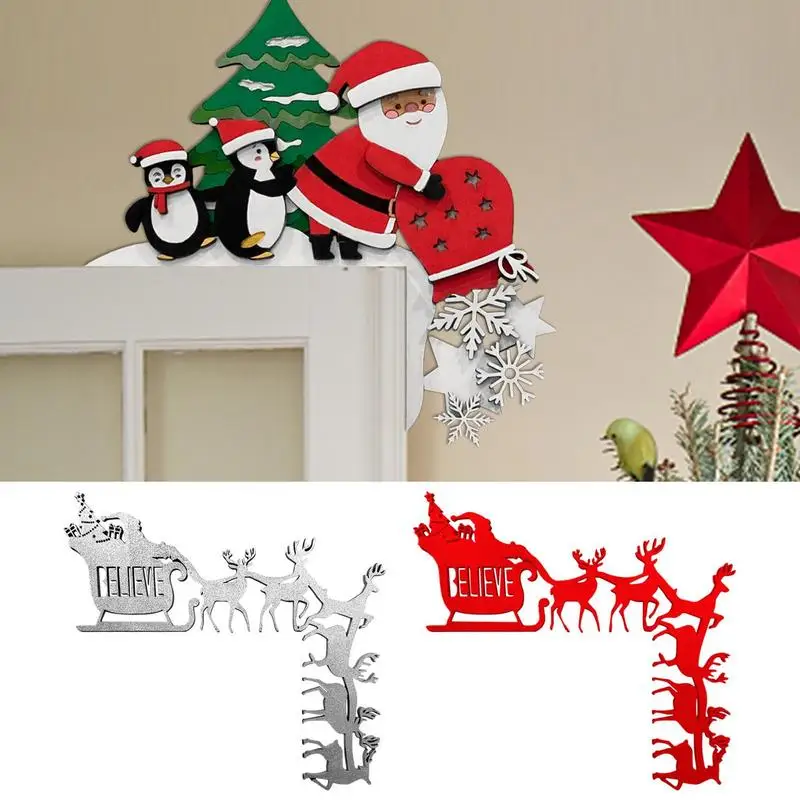 

Декоративная рамка для двери в виде Санта-Клауса, украшение для двери в виде пингвина, Угловое украшение, рождественские оконные рамы для украшения стен