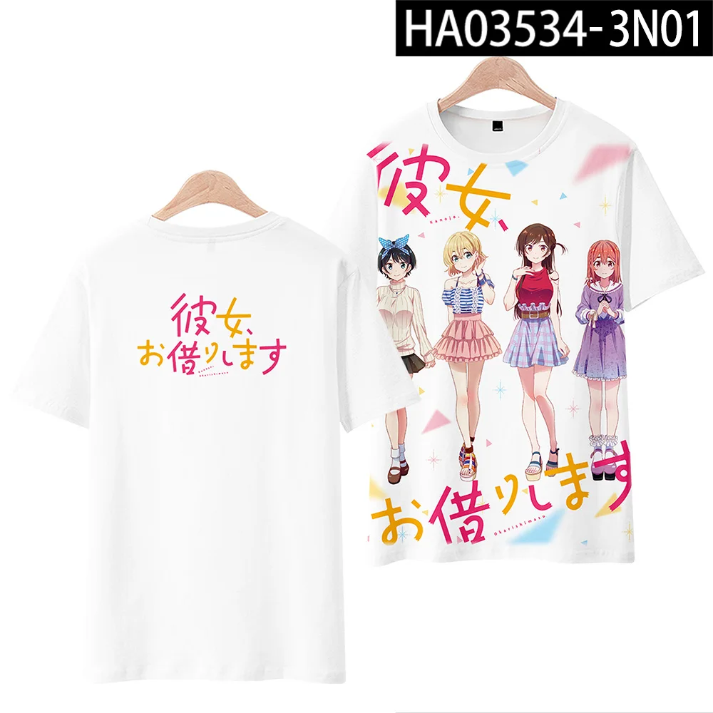 

Rent A Girlfriend Kanojo Okarishimasu 3D Printing T-shirt Summer Round Neck Short Sleeve Japanese Anime Streetwear Plus Size