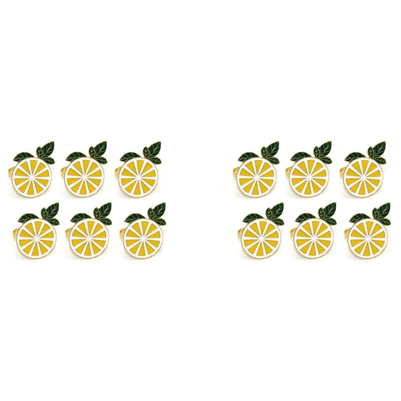 

12Pcs Lemon Napkin Rings Metal Lemon Napkin Holder Farmhouse Gold Fruit Napkin Buckle For Summer Wedding Dinner Party