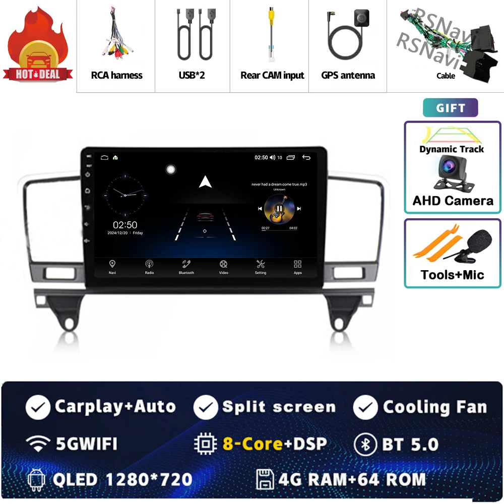 

Автомобильный радиоприемник Android 15 для Mercedes Benz M-Class W166 ML2011-2015, мультимедийный экран 2K, беспроводной видеоплеер, стерео CarPlay Auto