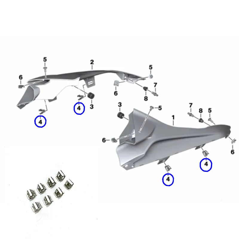 

8x фиксатор вставки обтекателя Для BMW S1000RR S1000R S1000XR F750GS F850GS ADV F900XR R1200R R1250RS