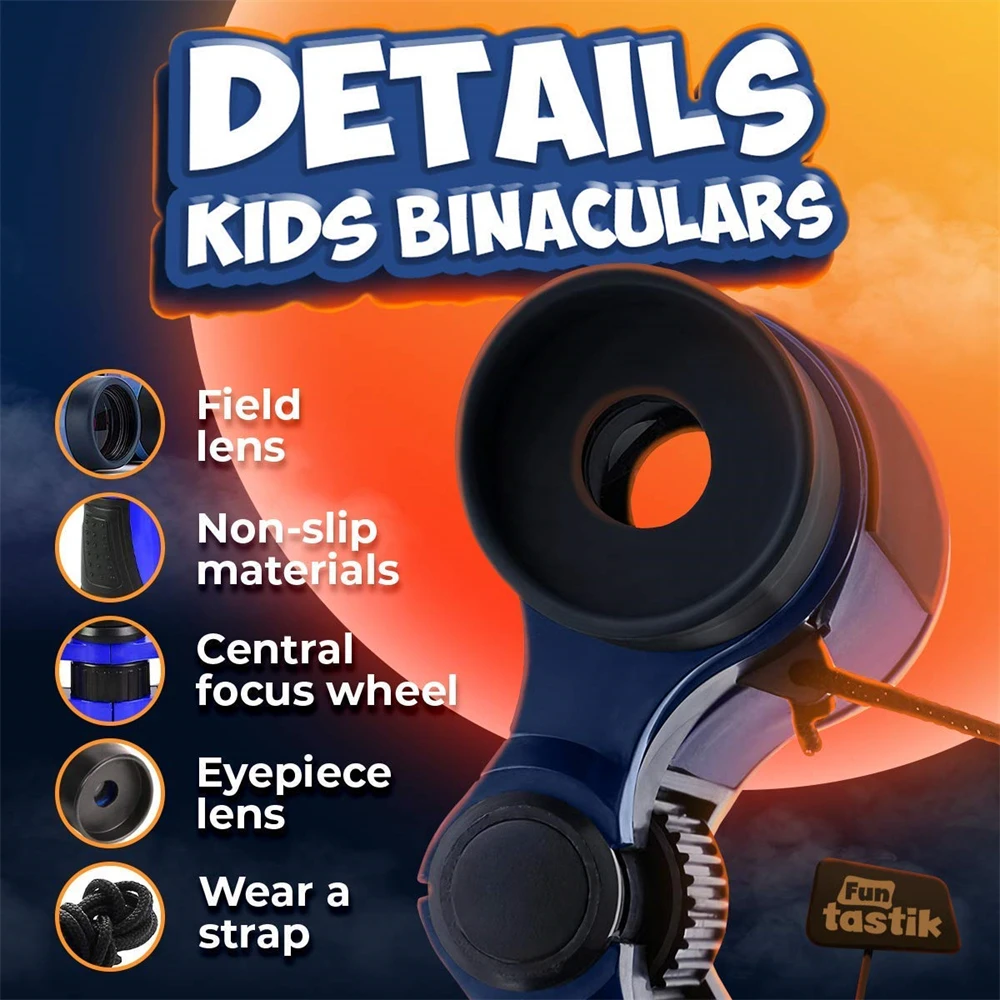 Компактный складной Детский бинокль APEXEL 5X30 противоударный Красный с ремешком на