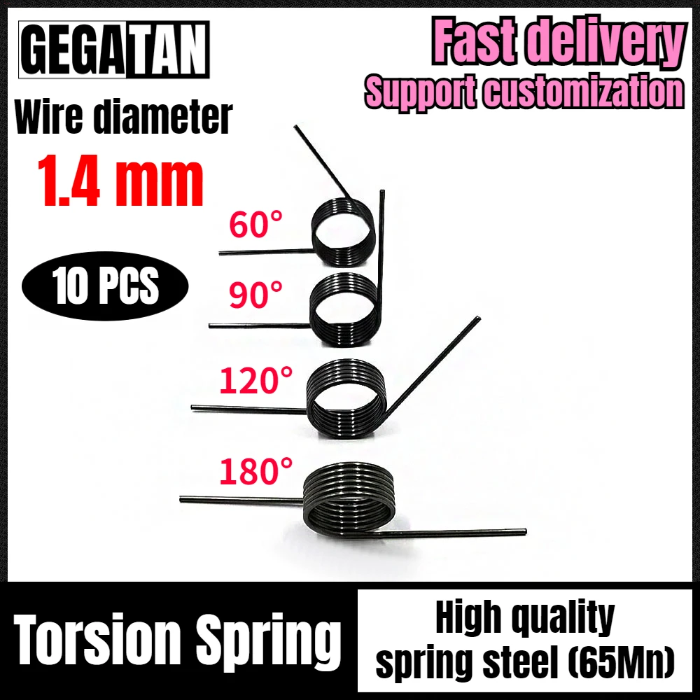 Wire Diameter 1.4mm 10 Pcs 65Mn V-spring Torsion Small Torsion Spring Hairpin Spring 180/120/90/60 Degree Return Torsion Springs