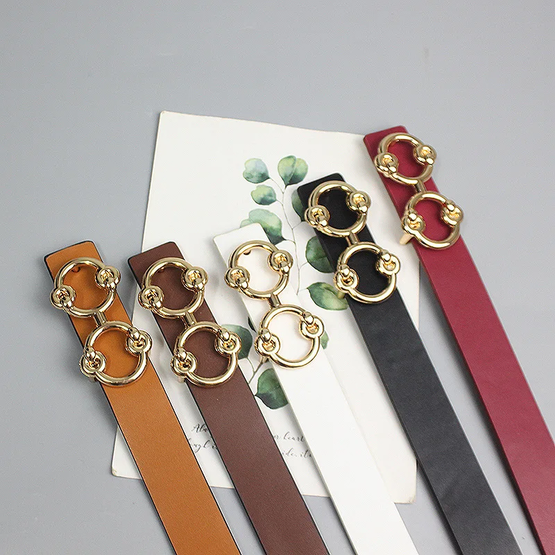 

Golden round buckle 8-character buckle waist electroplating youth belt exquisite pu belt female fashion Joker belt