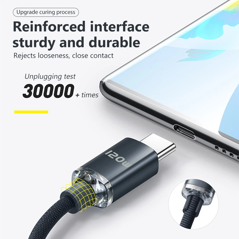 Кабель USB C 6 А 120 Вт кабель Type-C провод для быстрой зарядки Huawei шнур передачи данных