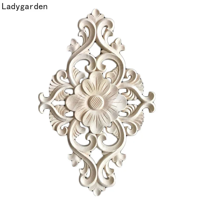 

21 см, 36 см, неокрашенные декоративные цветочные деревянные зеркальные углы для детской лампы