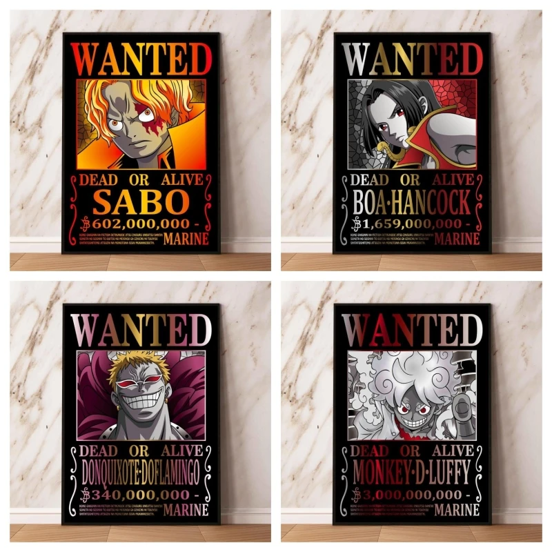 

Белая крафт-бумага One Piece Аниме Фигурка Boa hancock Luffy Wanted Hd печать картина для украшения гостиной