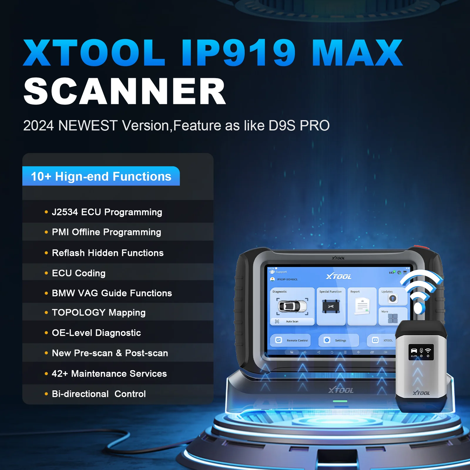 XTOOL InPlus IP919 MAX Инструменты программирования ECU J2534 для Benz и BMW Bluetooth-диагностический