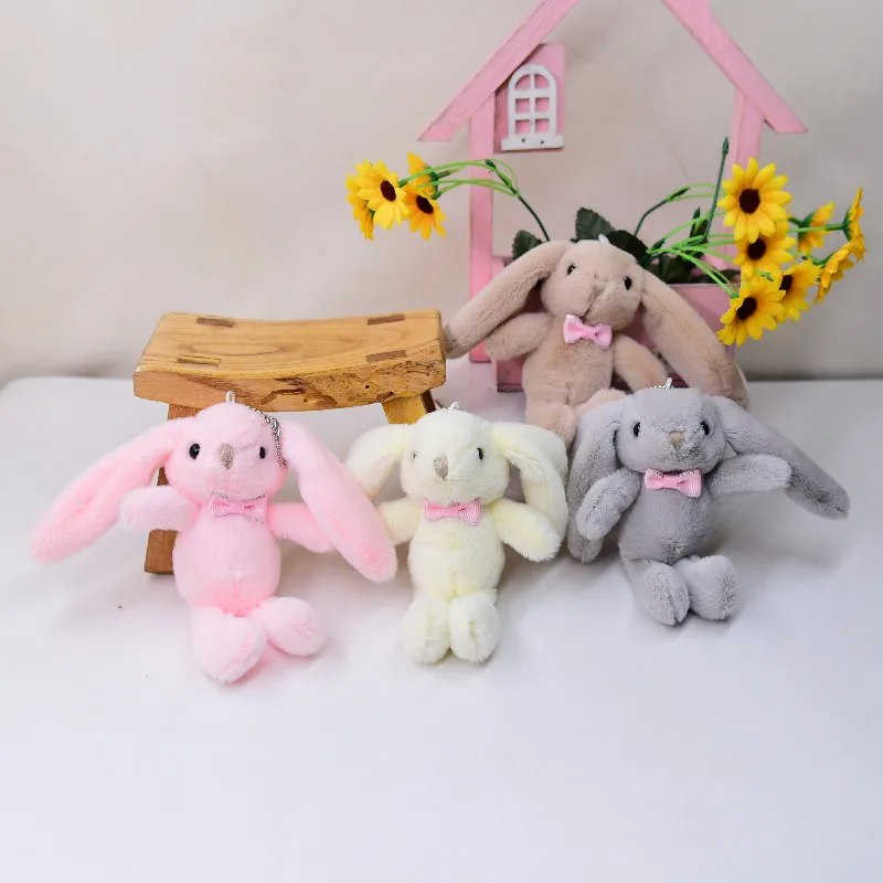 

new popular Cute exquisite lop-eared rabbit bow doll bag pendant creative personality plush keychain sweet couple birthday gift