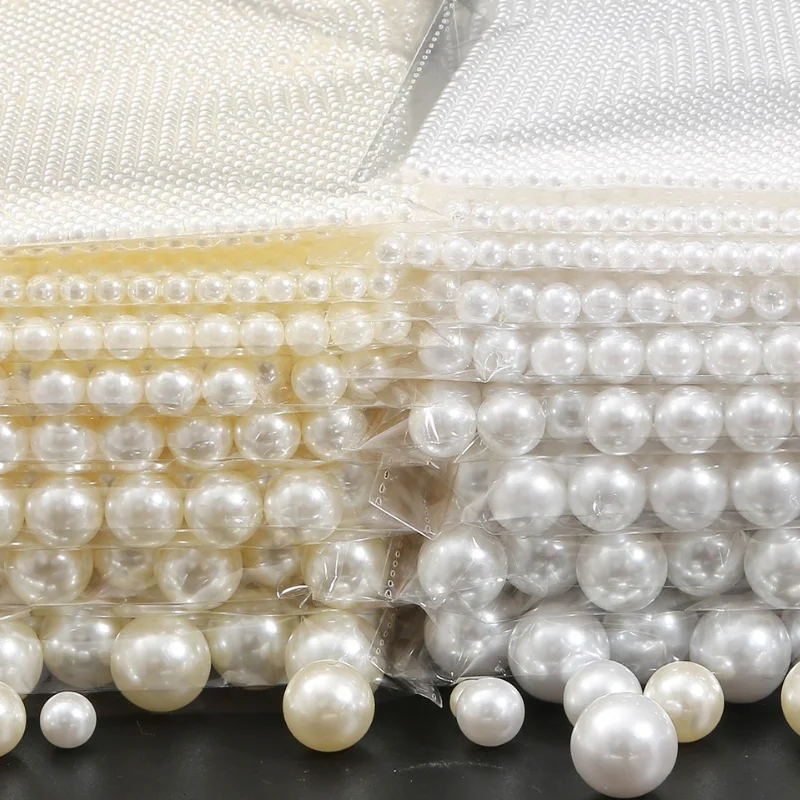 

1150/800PCS Pearl Beads ABS Loose Round Beads Craft Jewelry Making White Beige DIY Imitation Garment Beads 3/4/5/6/8/10/12mm