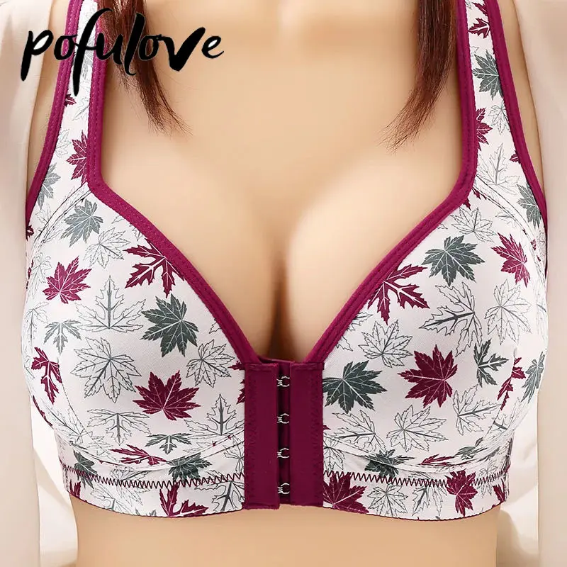 

Женский бюстгальтер с передней пуговицей, регулируемый бюстгальтер без стальных колец, дамское нижнее белье большого размера, бюстгальтер с защитой от провисания, Прямая поставка