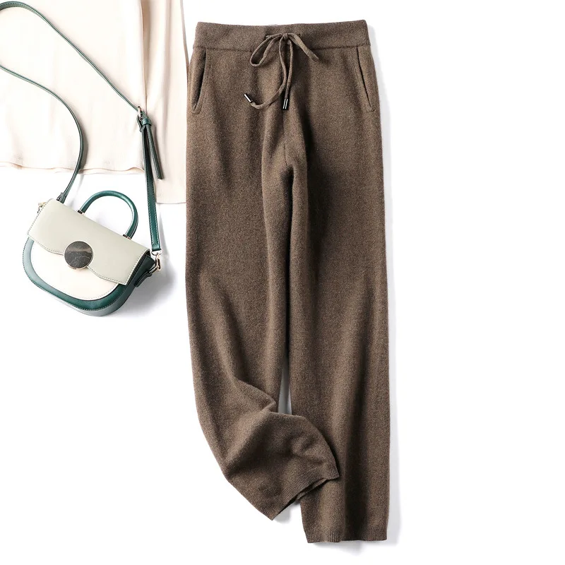 

Женская тонкая свободная талия, широкие кашемировые брюки, осень и зима
