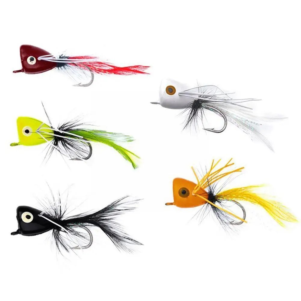 

5Pcs Topwater Fly Fishing Poppers Floating Dry Flies Bugs Insect Lures Streamer Mayfly Artificial For Bass Trout Sunfish Sa D7Q6