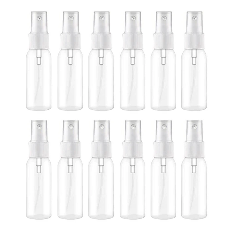 

12Pcs 30Ml Fine Mist Clear Spray Bottles Refillable Empty Plastic Travel Bottle For Essential Oils, Perfumes, Ect