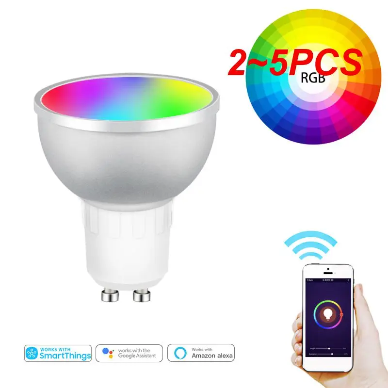 

Умная Светодиодная лампа Tuya ZigBee 3,0, 2-5 шт., 5 Вт, RGB, CW, голосовое управление