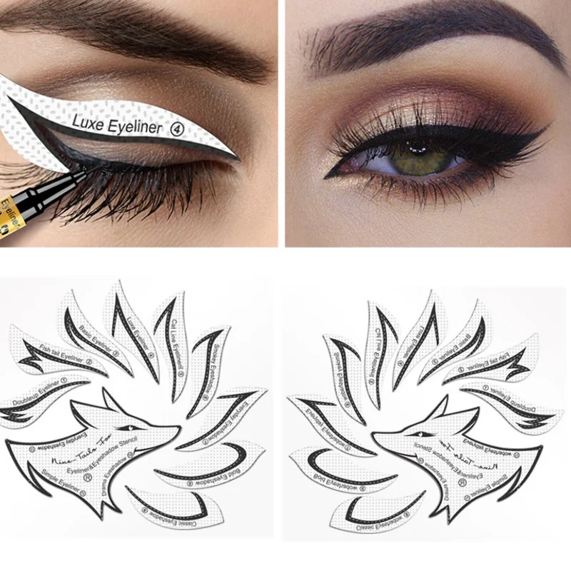 

Eye Makeup Stencils Winged Eyeliner Stencil Template Shaping Tools Eyebrows Eye Shadow Makeup Template Tool Stickers Card Tool