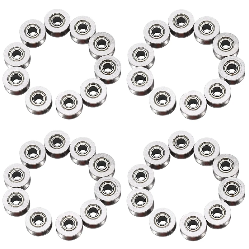 

40Pcs U Groove Bearing U624ZZ Carbon Steel Durable V Groove Ball Bearing Pulley For Rail Track Linear Motion Systems
