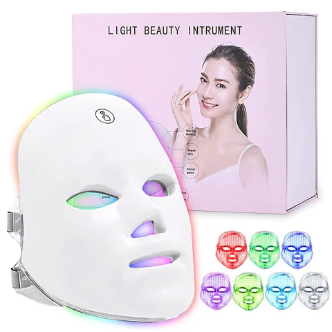 Беспроводная светодиодная маска для лица, 7 цветов