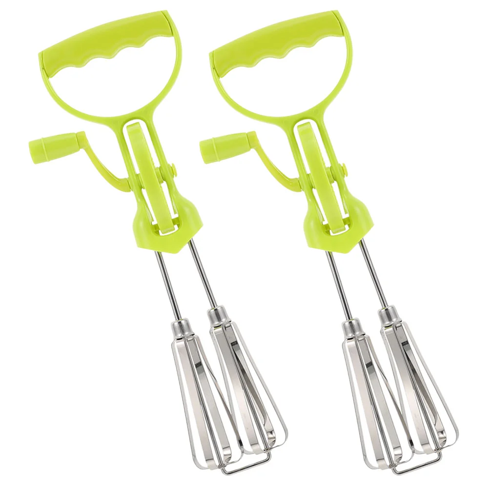 

2 Pcs Stainless Steel Egg Beater Hand Held Mixer Tool Crank Kitchen Tools Multi-functional Supplies Manual