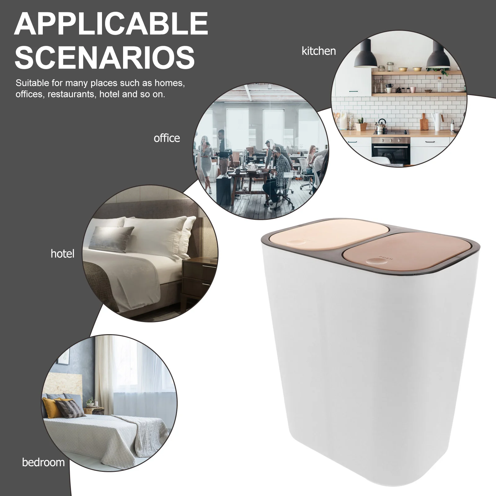 Контейнер для мусора Офисные мусорные баки ванной комнаты с пластиковым двойным