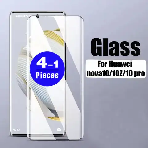Закаленное стекло с полным покрытием для Huawei nova 10, 10Z, 9, 8 pro, 8i, 7, SE, молодежная защита экрана телефона, Защитная пленка для смартфона, 1-4 шт.