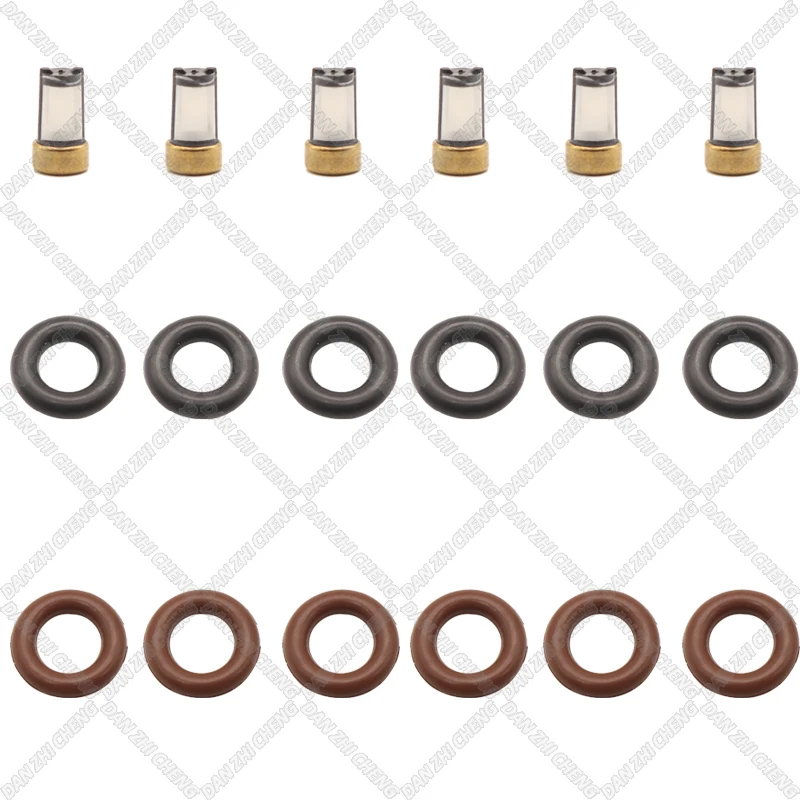 

6 set For Ford 4L3E-C5A 0280158044 Fuel Injector Service Repair Kit Filters Orings Seals Grommets