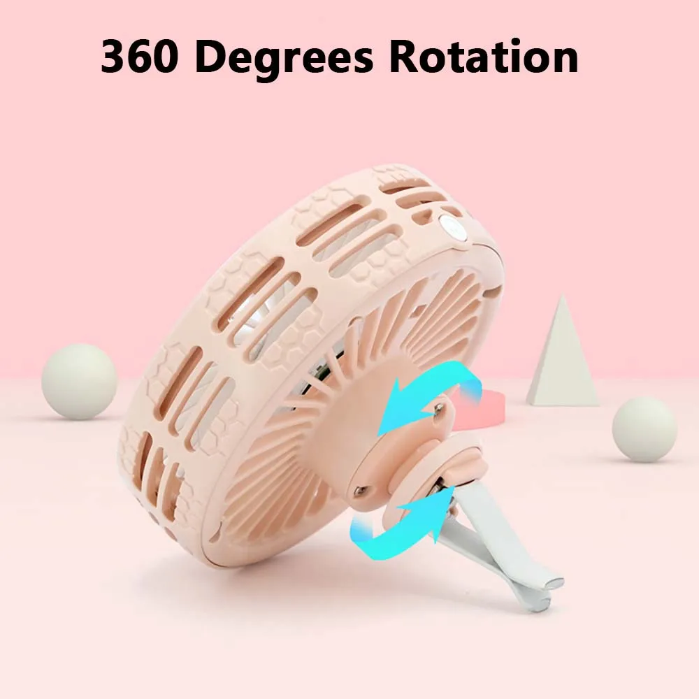 Мини-USB автомобильный вентилятор 3 скорости с ночником вращающийся на 360 градусов