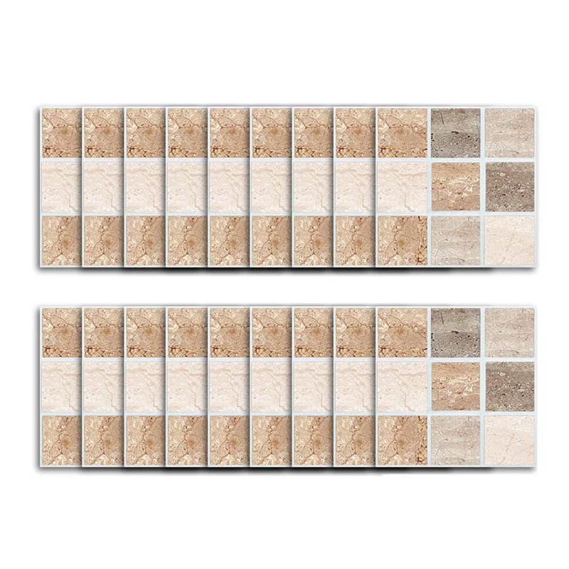 

18 Pcs Self Adhesive Mosaic Tile Sticker Kitchen Backsplash Bathroom Wall Tile Stickers Decor Waterproof Peel Stick PVC Tiles 10