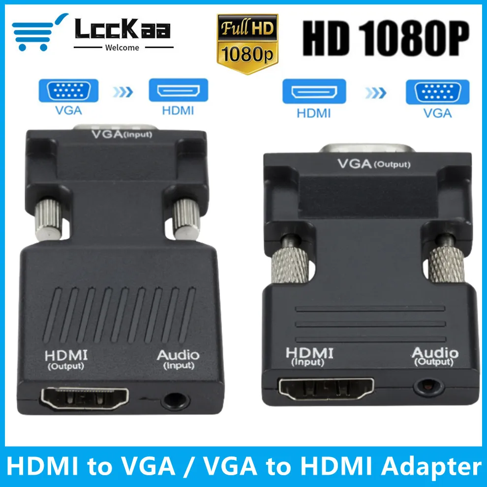 

Адаптер LccKaa 1080P HDMI-совместимый с VGA-преобразователем, адаптер VGA-HDMI-совместимый с аудио для ПК, ноутбука, проектора HDTV