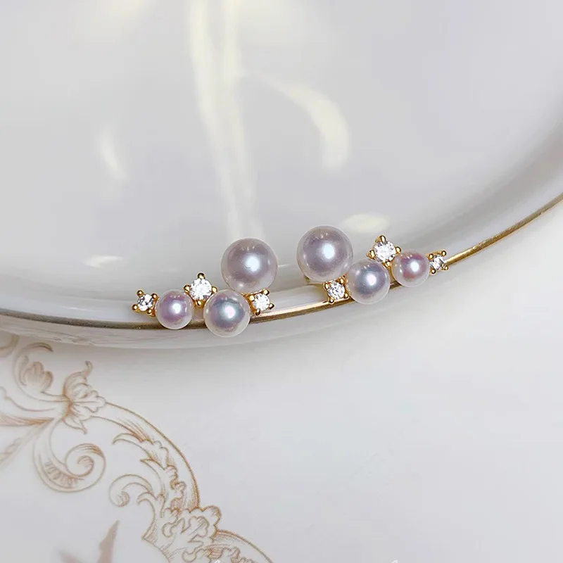 

[Capricorn] bright freshwater pearl earrings simple and versatile female light luxury Earrings New Silver Needle anti allergy