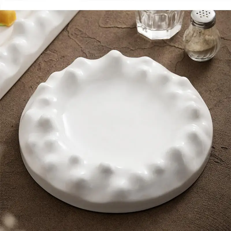 

White Ceramic Plate Dinner Plates Sashimi Disc Cold Dishes Sushi Plate Fruit Bowl Salad Bowl Dessert Plates Cake Pan Snack Tray