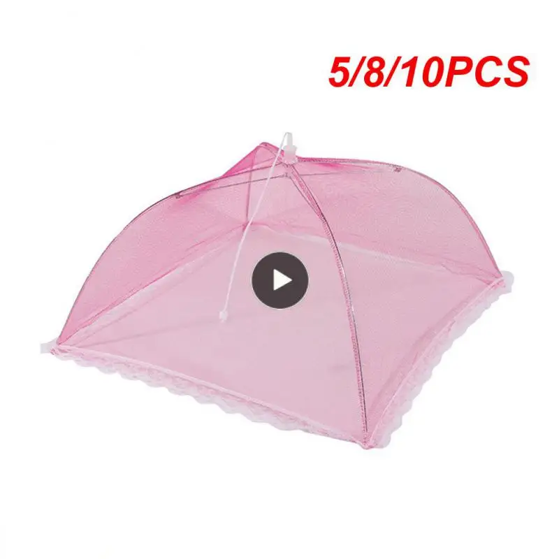 

5/8/10PCS Foldable Washable Breathable Table Home Using Food Cover Anti Fly Mosquito Umbrella Style Food Cover Lace Food Covers