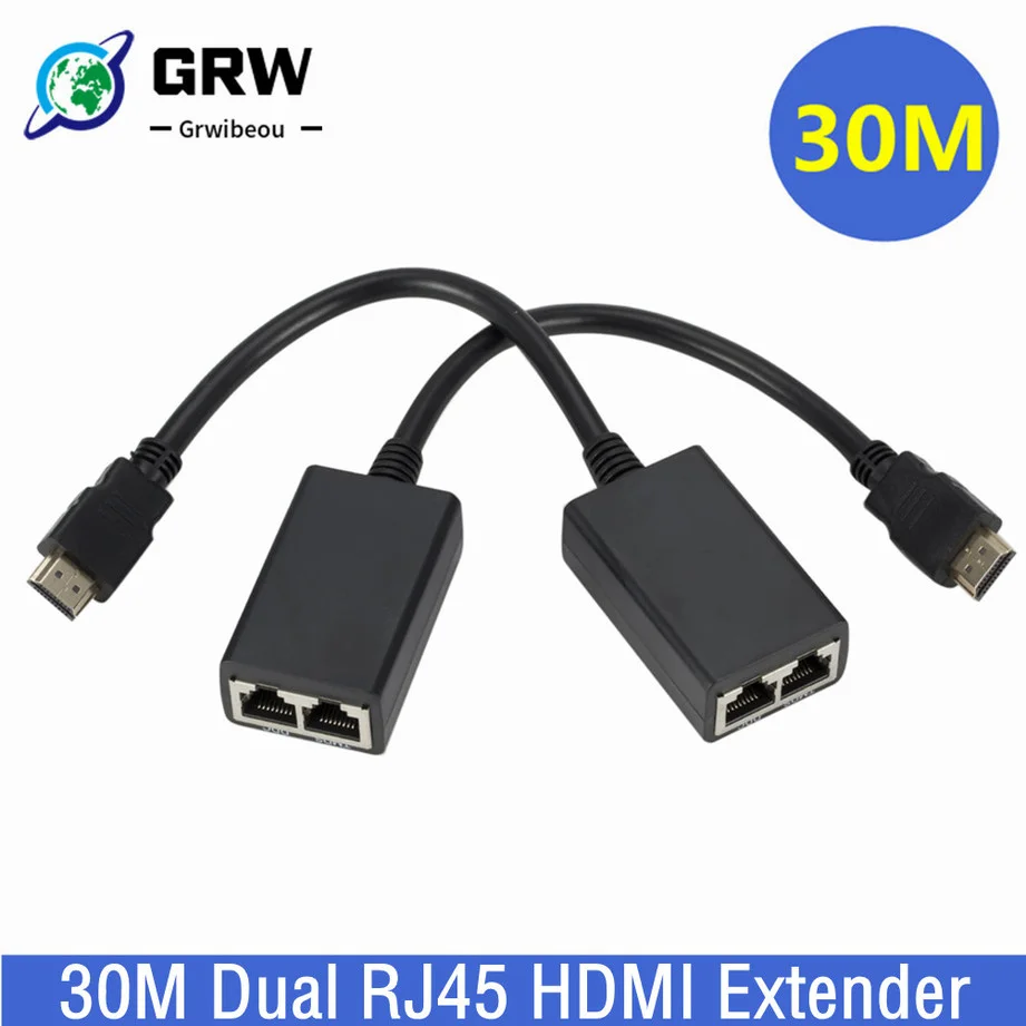 

HDMI-compatible Over RJ45 CAT5e CAT6 UTP LAN Ethernet Extender Repeater Supports HD 1080P Resolution Up to At Least 100ft (30M)