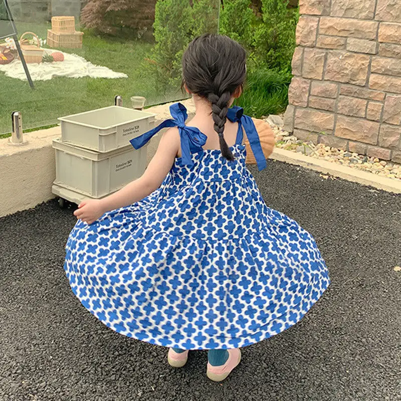 

2022 New Summer Baby Girls Kids Cotton Printed Dress Birthday Dresses Vestidos Clothes Children Clothing