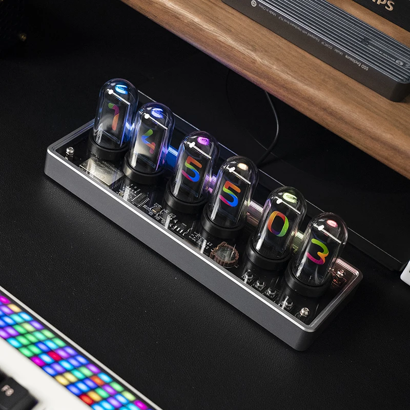Цифровой будильник Nixie RGB на трубке настольные электронные часы с ЖК-дисплеем 6