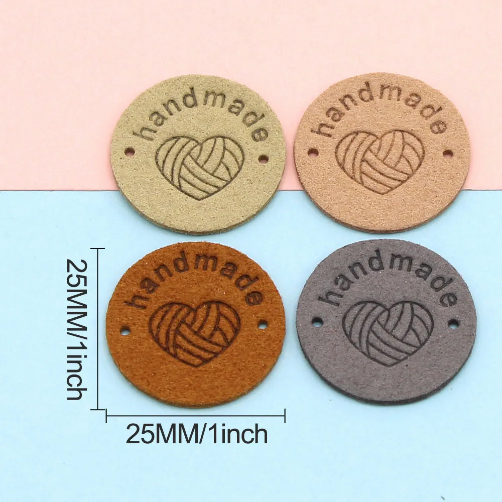 Круглые кожаные этикетки Haert шарики из пряжи ручной работы ярлыки для одежды