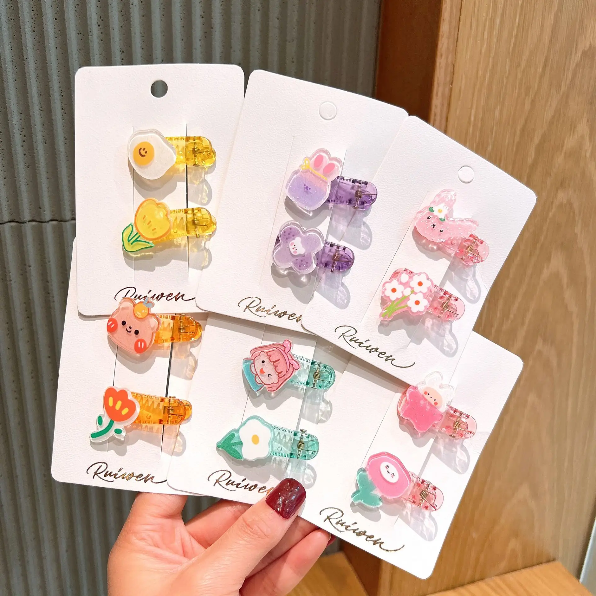 

New Korean Children's Cartoon Rabbit Hair Girl Flower Transparent Duck Clip Hairpin Baby Bangs Clip Hair Accessories