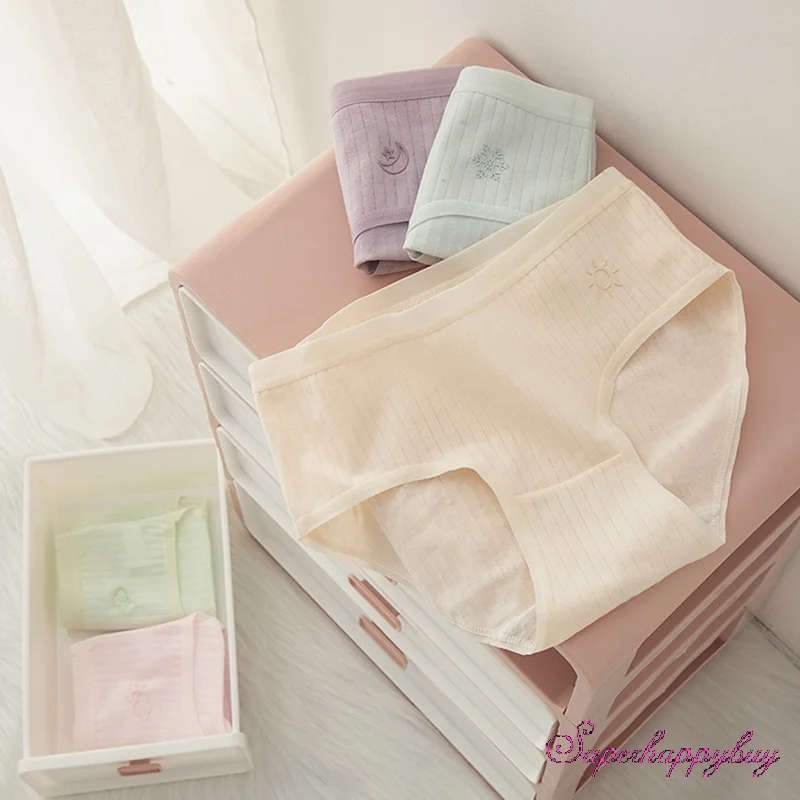 

Женские хлопковые трусы со средней талией, повседневное женское нижнее белье, весенне-осеннее дышащее короткое эластичное нижнее белье