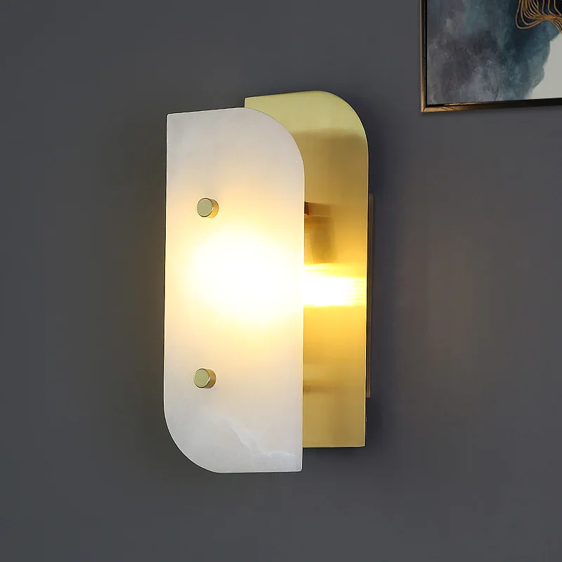 

Postmodern Marble Wall Light Indoor Luxury Atmosphere Lamp Bedroom Parlor Aisle Background Decorative Wall Lamp Stair LED Lights