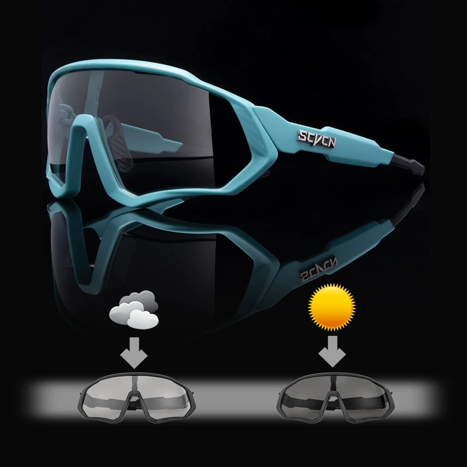 SCVCN Brand Photochromic Sports Cycling Glasses Bicycle Eyewear Mountain Bike Goggles UV400 MTB Road Running Sunglasses