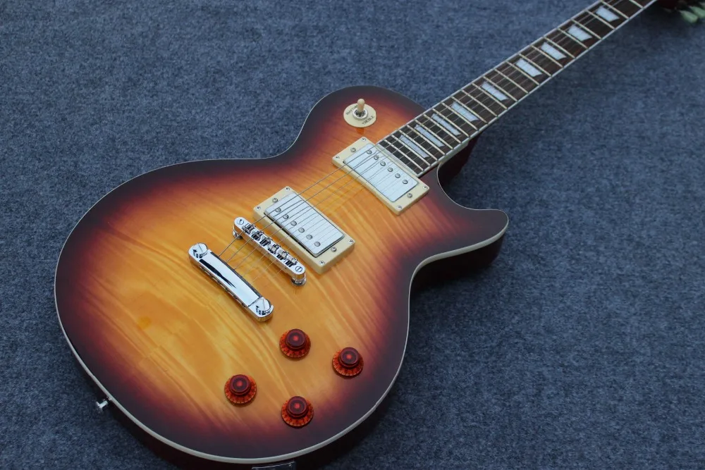 

Custom shop standard Electric Guitar Sunburst color guitarra Tiger flame top gitaar.support customization