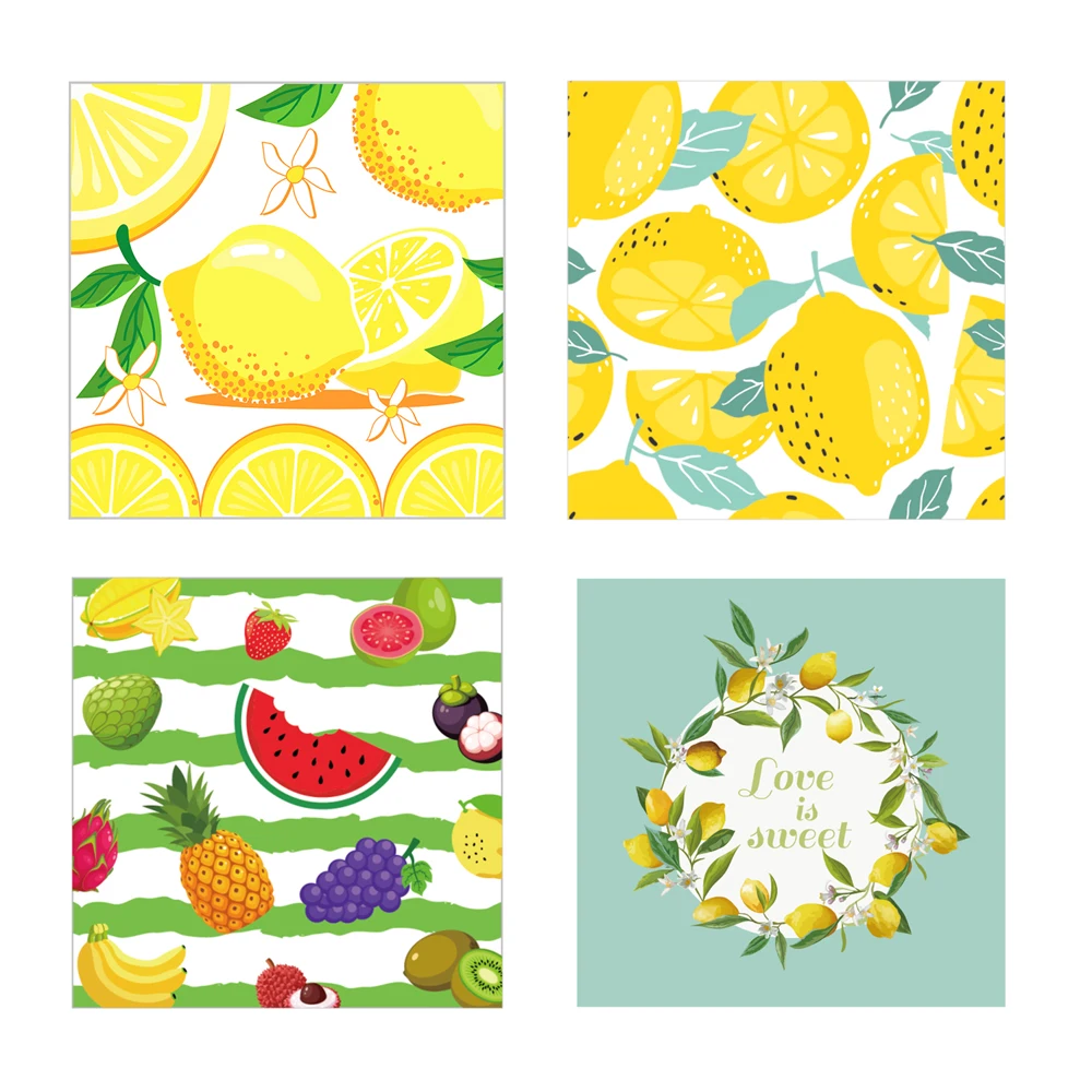 

20pcs/set Cartoon Fruit Lemon Summer Hawaii Birthday Party Disposable Paper Napkins Paper Tissues for Baby Shower Party Supplies