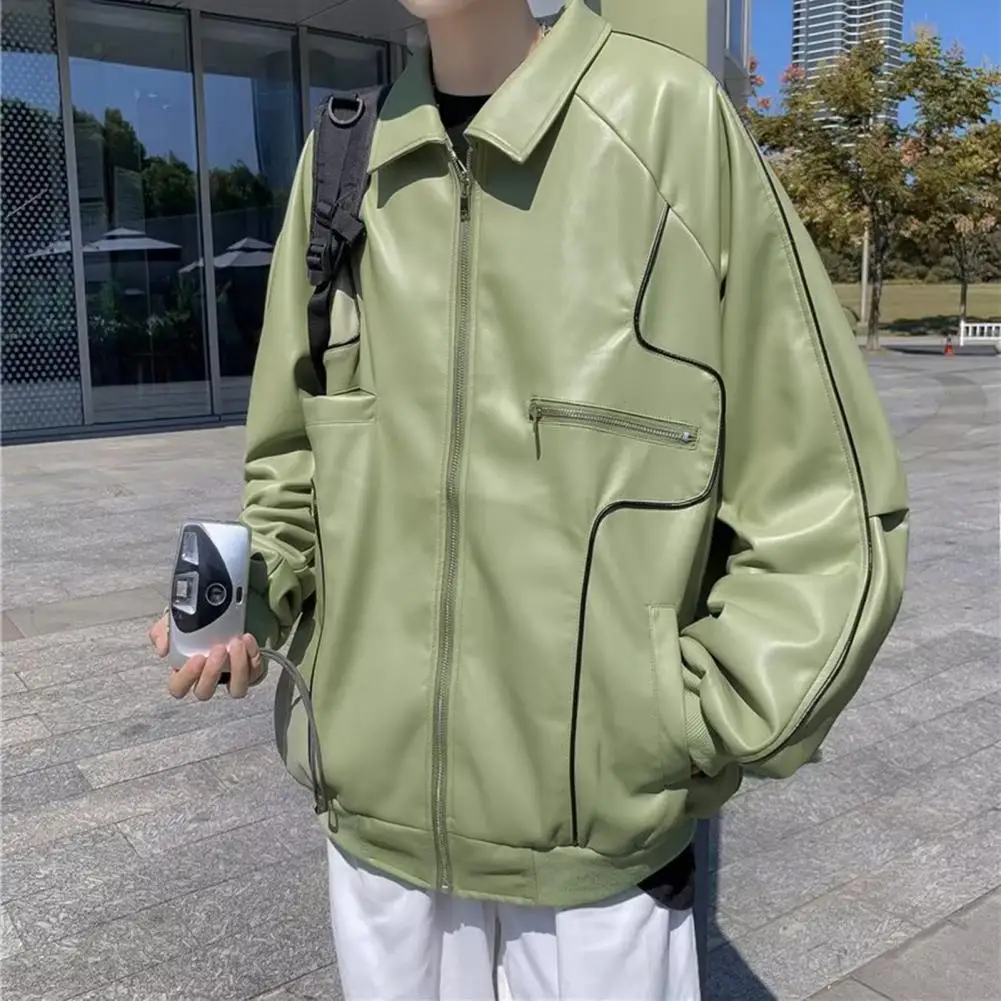 

Male Jacket Loose Fit Glossy Cold Resistant Windproof Autumn Winter Unisex Style Jacket Casual Jacket for Daily