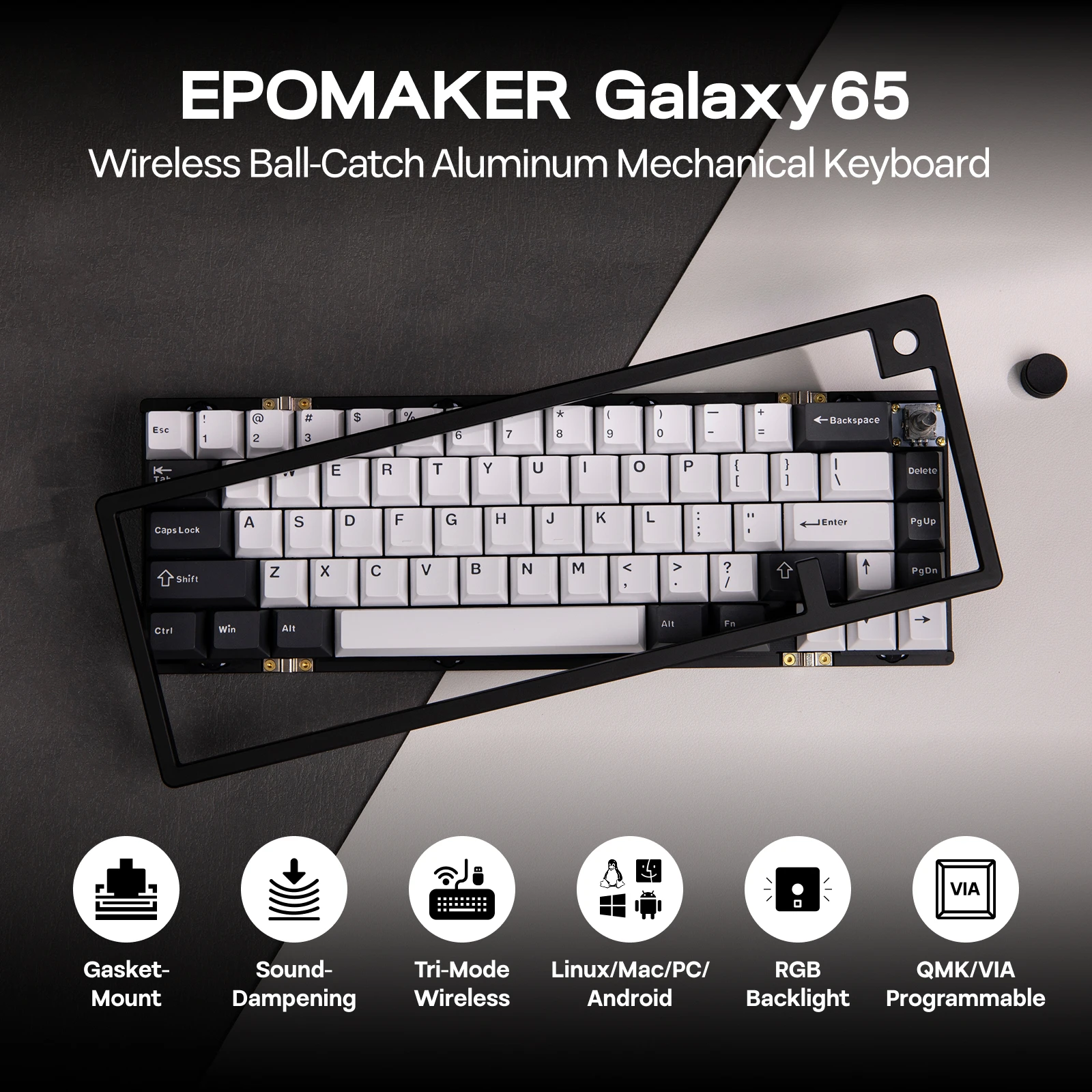 EPOMAKER Galaxy65 VIA 65% США QWERTY Layout Проводная проводная/2