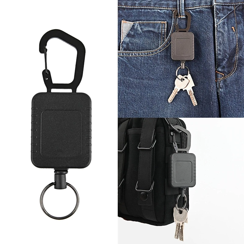 

ABS Plastic Retractable Badge Holder Reel Heavy Duty ID Badge Key Holder Clip Retractable Key Chain Durable Wire Rope