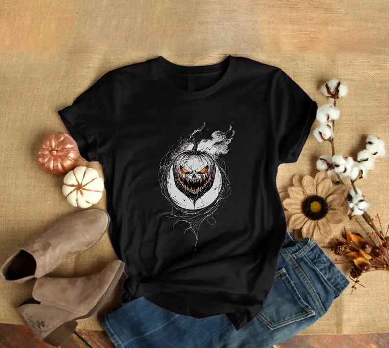 Футболка с тыквой ужасов рубашка волком одежда в стиле гранж ликантопия